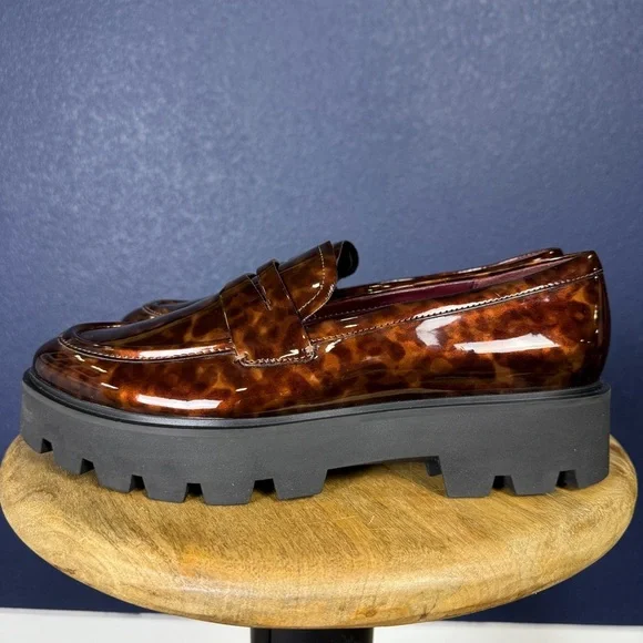 Franco Sarto NWOT Tortoise Shell "Balin" Lug Sole Penny Loafer, Size 9 - Picture 2 of 9